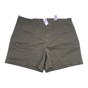 Banana Republic Women's AUTHENTIC CHINO UTILITY SHORT Green High Rise Size 18